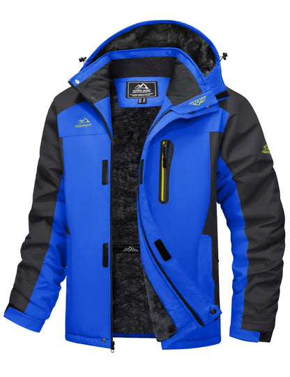 Men's Winter Jacket Waterproof Windproof Fleece Lined Parka Warm Thermal Coat with Removable Hood Outdoor Ski Snowboard Jacket