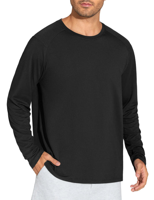 THE GYM PEOPLE Men's Long Sleeve Soft Workout Shirts UPF 50+ Fall Lightweight Athletic Pullover Tops for Hiking Running