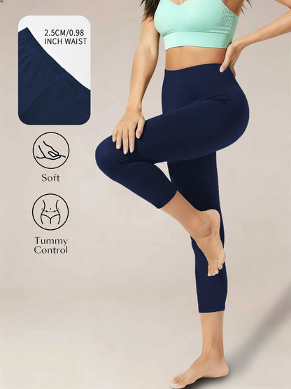 Super Soft Yoga Running Pants Women Capri Leggings No See Through Athletic Workout Home Casual Leggings