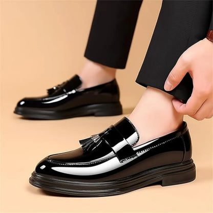Men's Tassels High Gloss Patent Penny Slip On Loafers Fashion Formal Business Casual Oxford Dress Shoes for Men