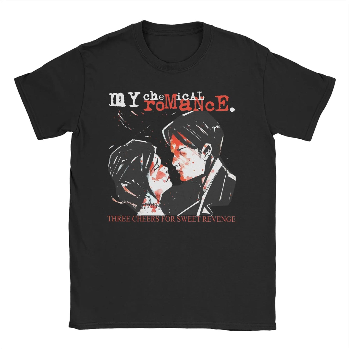 Short Sleeved Round Neck Y2k Tshirt Men Clothing New in Top & Tees Mens T-Shirt Cat Parade Band Punk My Chemical Romance