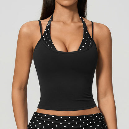 Striped Yoga Tank Top Shockproof Polka Dot Fitness Bra Push up Sport Underwear Female Gym Workout Vest Breathable Yoga Sport Top