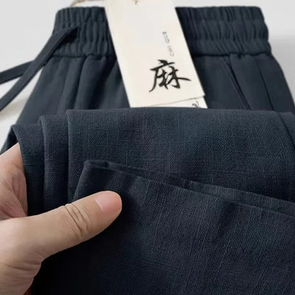 New Straight Casual Cotton Linen Pants Men Wide Leg Lightweight Baggy Cotton Sweatpants Male Sport Jogger Straight Work Trousers