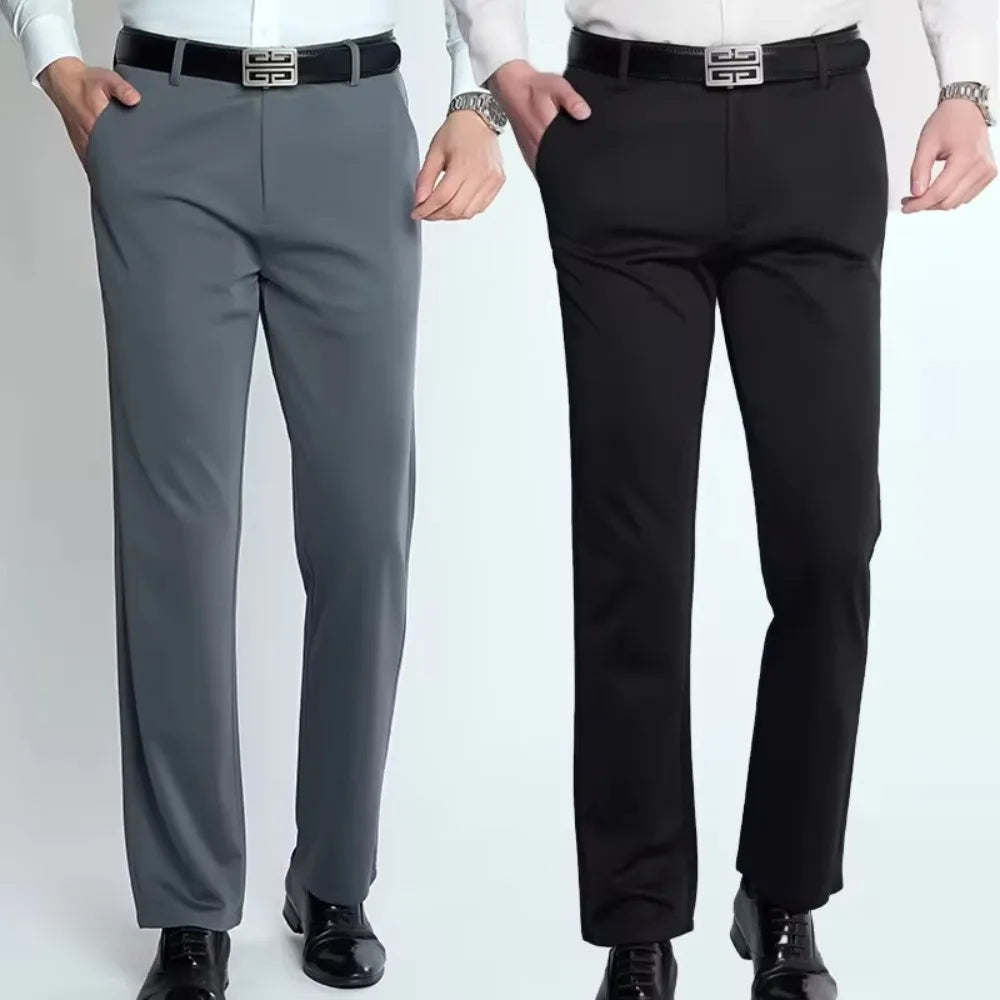 Elastic Men's Suit Pants Thin Straight Leg Pants Wrinkle Resistant Non-ironing Streetwear Men's Pants Business