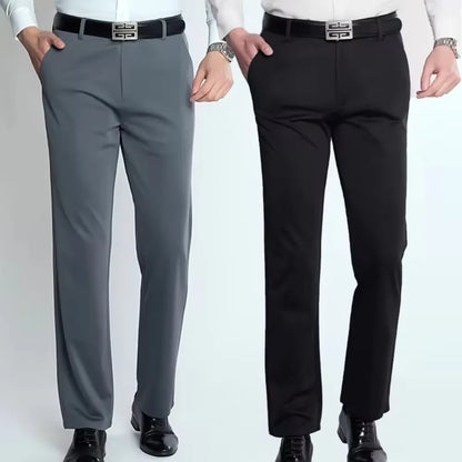 Elastic Men's Suit Pants Thin Straight Leg Pants Wrinkle Resistant Non-ironing Streetwear Men's Pants Business