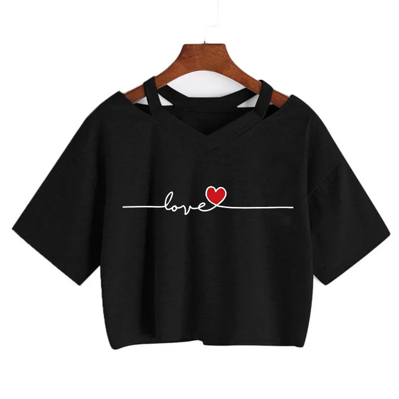 2000s Y2k Print Women Tee Shirt Harajuku Gothic Cropped Mange Tshirt Funny Graphic T-shirt Korean Style Casual Crop Tops Female