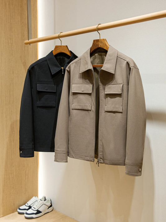 Italian Style Flannel Wool Blend Fabric LP Spring Men's Business Casual Collar Jacket Coat Thin Long Sleeve Standard Fit