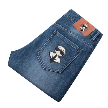 Fashion Men Jeans Stretch Straight Leg Casual Slim Fit Denim Pants Male Brand Luxury Design