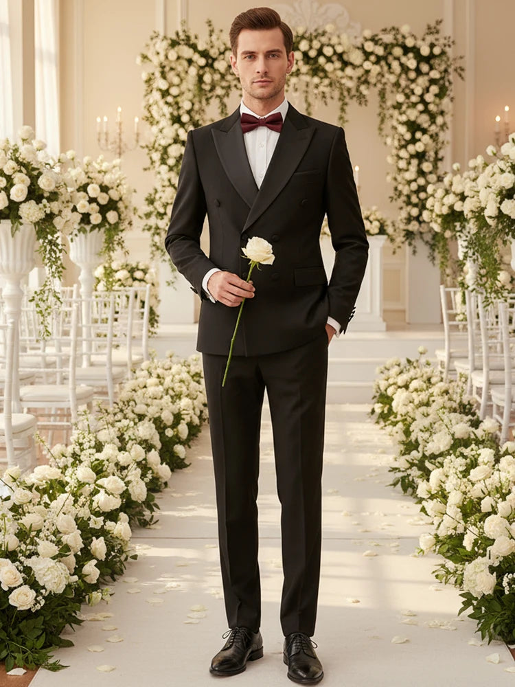High Quality Wedding Groom Dress Men's Evening Gown Slim Fit Leisure Suit Blazers Elegant Man Suit