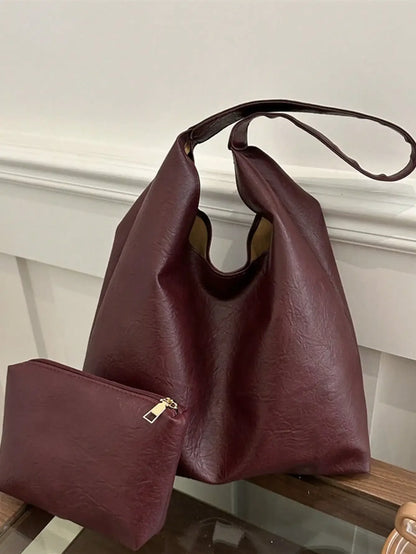 Large Capacity Solid Color Women's Shoulder Bag, Multifunctional Crossbody Bag,