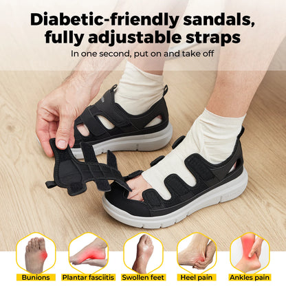 FitVille Men's Sandals Wide Design Diabetic Shoes Lightweight Breathable for Swollen Feet with Arch Support Sandals