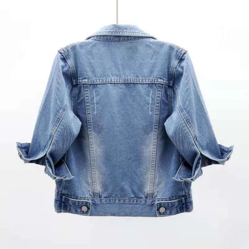 Women's Denim Jacket Spring Autumn Short Coat Pink Jean Jackets Casual Tops Purple Yellow Purple Blue Loose Tops Lady Outerwear