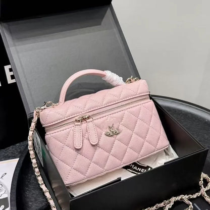 Channeled Bag Women designer makeup bag High Quality Sheepskin Diamond Lattice Handle Vanity Box Tote Bags Crossbody Shoulder Co