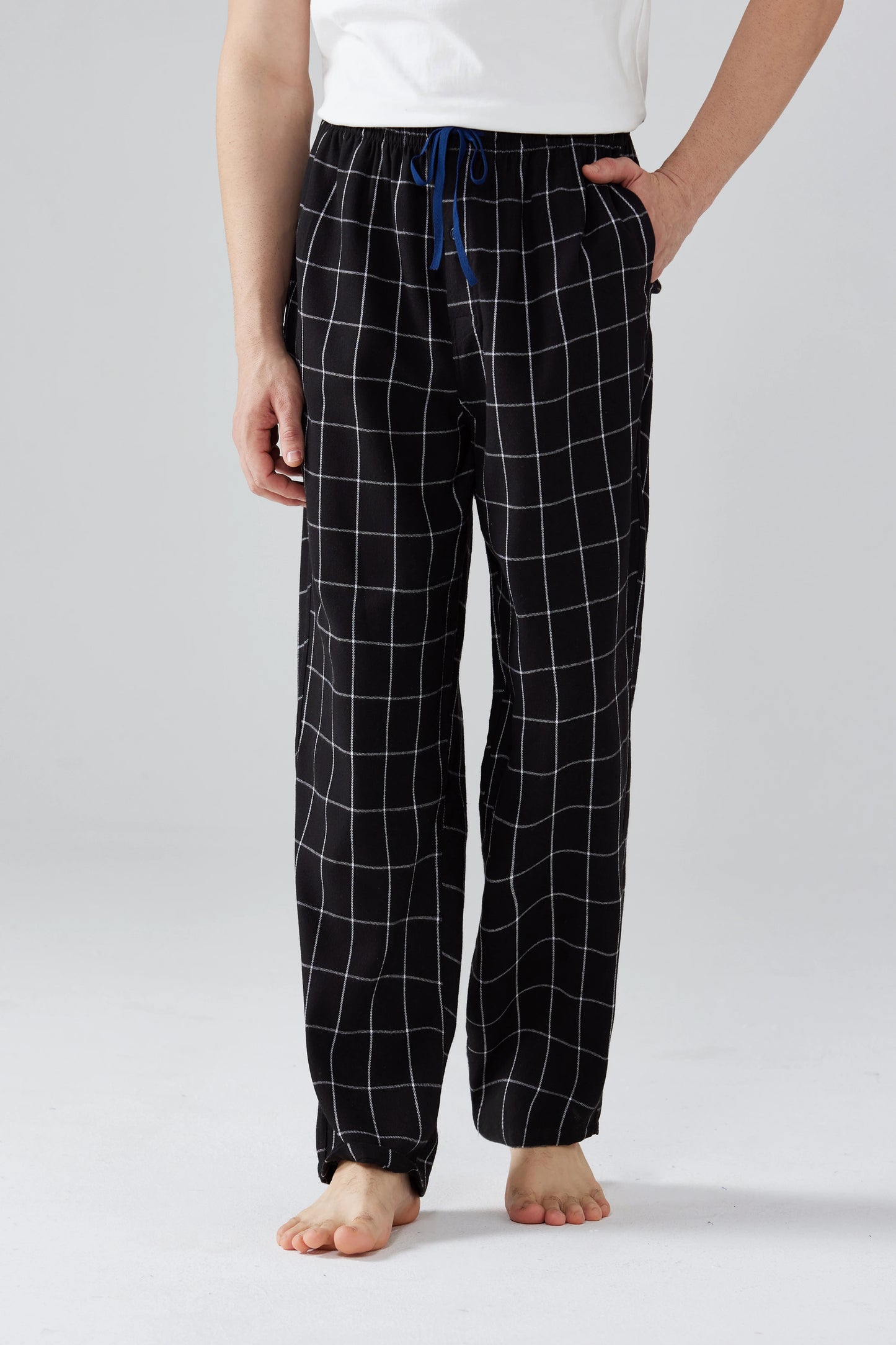 3pcs Men's Pajama Bottoms Autumn/Winter New Fashion Flannel Plaid Casual Sleeping Pants Elastic Waistband and Pocket
