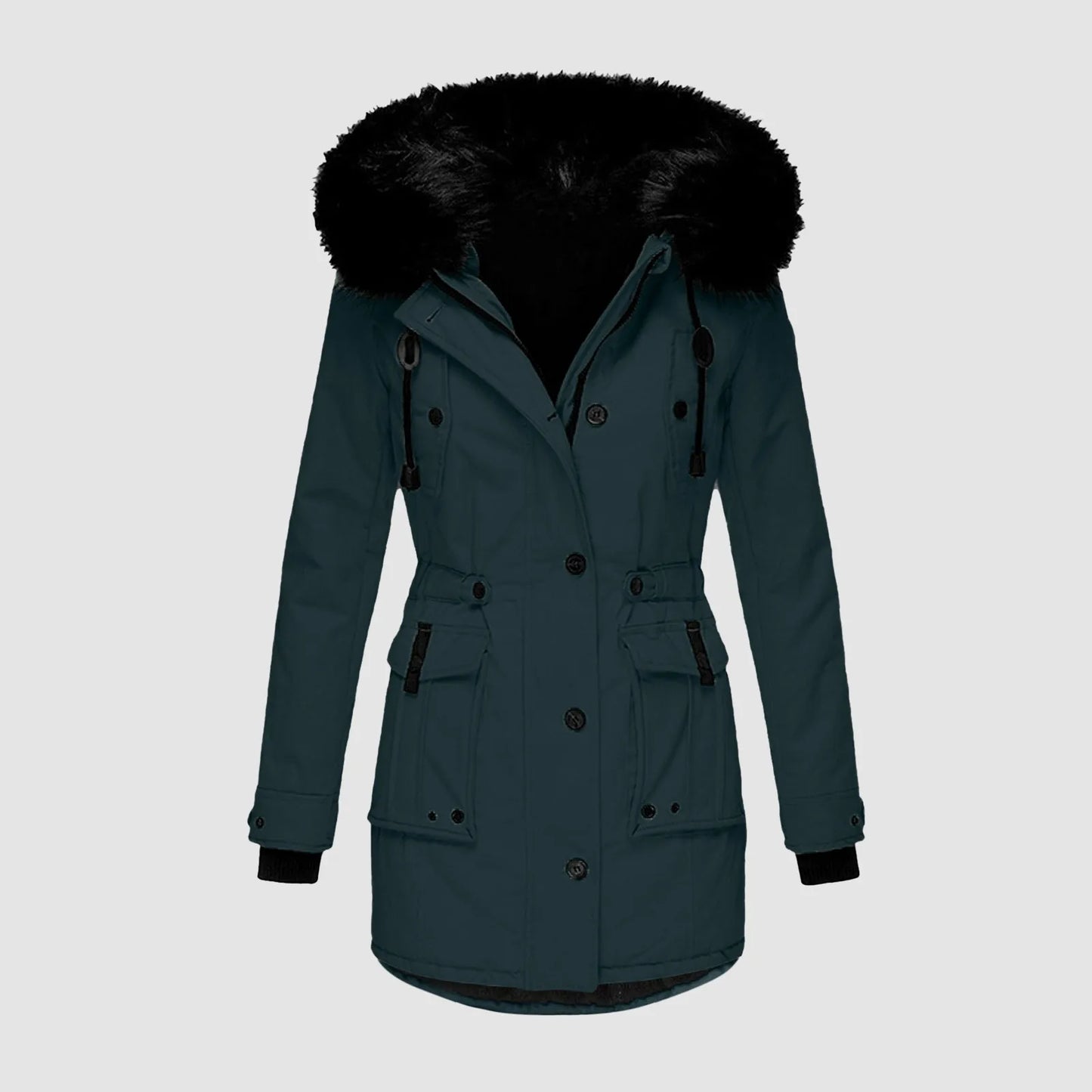 Winter Coats Lapel Collar Long Sleeve Jacket Coats Plus Size Casual Women Jacket Warm Hooded Thick Padded Outerwear Jackets