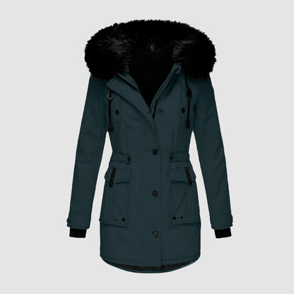 Winter Coats Lapel Collar Long Sleeve Jacket Coats Plus Size Casual Women Jacket Warm Hooded Thick Padded Outerwear Jackets