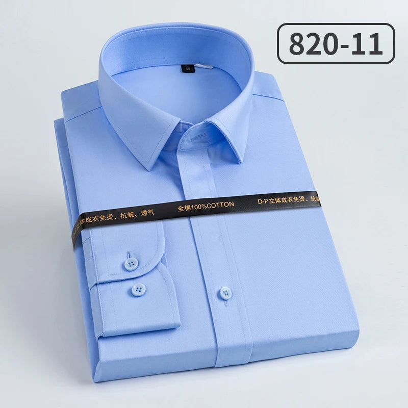 Men's pure cotton long sleeved shirt slim fit high-end light luxury 100 count striped heterochromatic collar wrinkle resistant