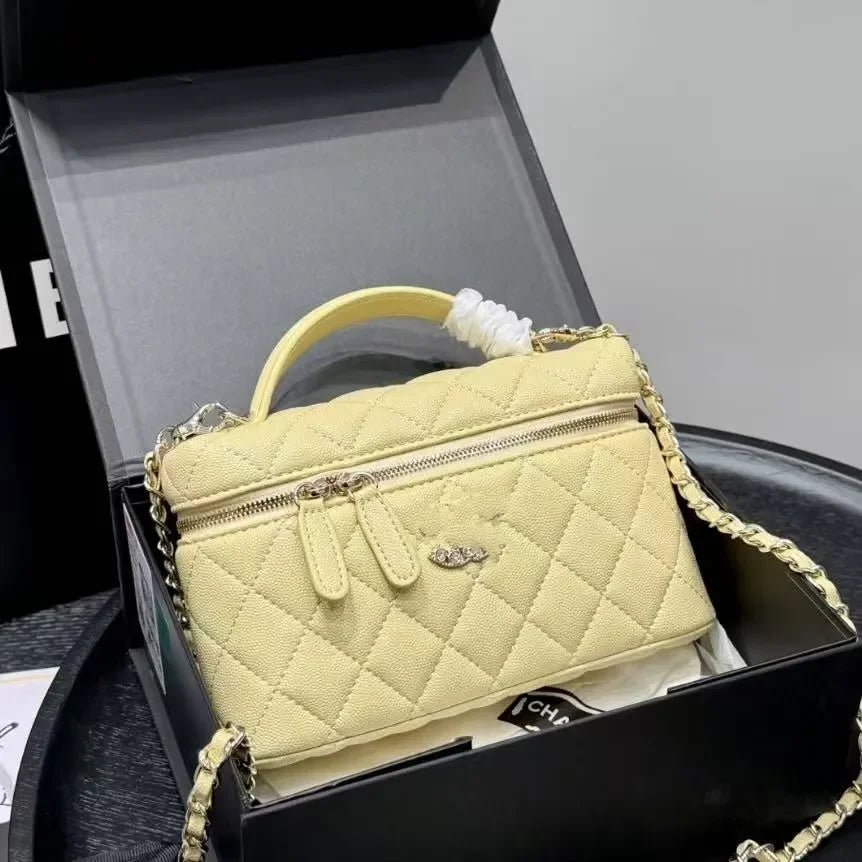 Channeled Bag Women designer makeup bag High Quality Sheepskin Diamond Lattice Handle Vanity Box Tote Bags Crossbody Shoulder Co
