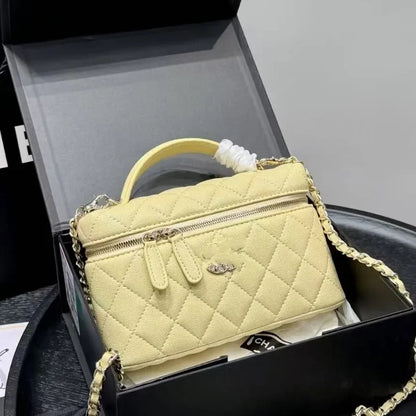 Channeled Bag Women designer makeup bag High Quality Sheepskin Diamond Lattice Handle Vanity Box Tote Bags Crossbody Shoulder Co