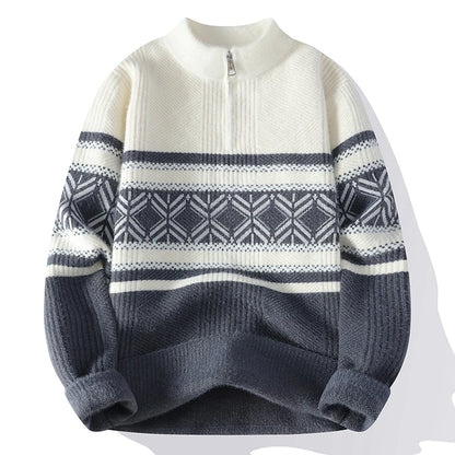 Men's Fashion stripe pattern Sweaters 2024 Autumn/Winter Loose Knittwear Men sweater youth Thick Warm wool pullovers M-4XL ﻿