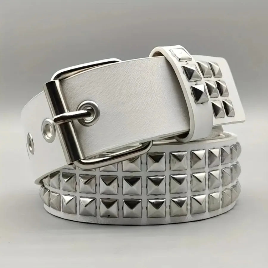 Fashion New Square Bead Rivet Belt Metal Pyramid Belt Men and Women Punk Hardware Jeans Belt Y2K Belt Designer Belt Women's Bel
