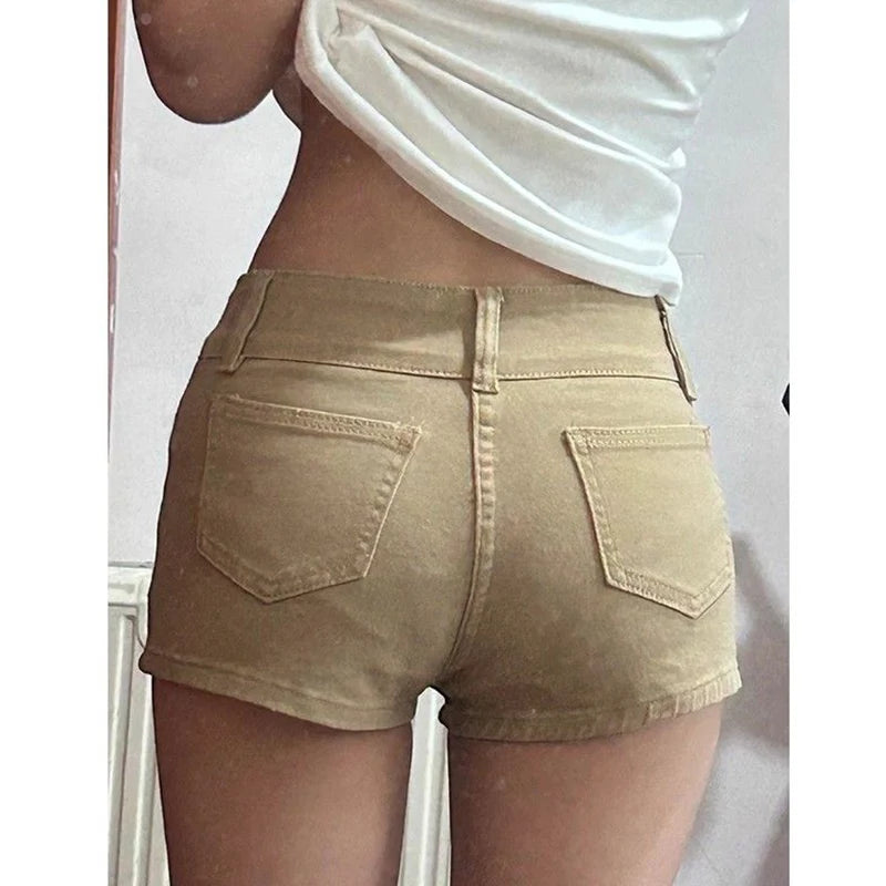 Summer Lady Fashion Thin Casual Denim Shorts Girls Korean Solid Mini Denim Pants Female Classic High Waist Short Jeans