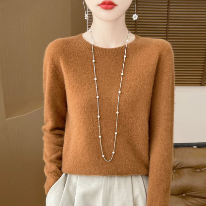 Women 100% Merino Wool Sweater New Fashion O-Neck Pullover Tops Basic Jumper Autumn Winter Woman Cashmere Sweater Knitted Blouse