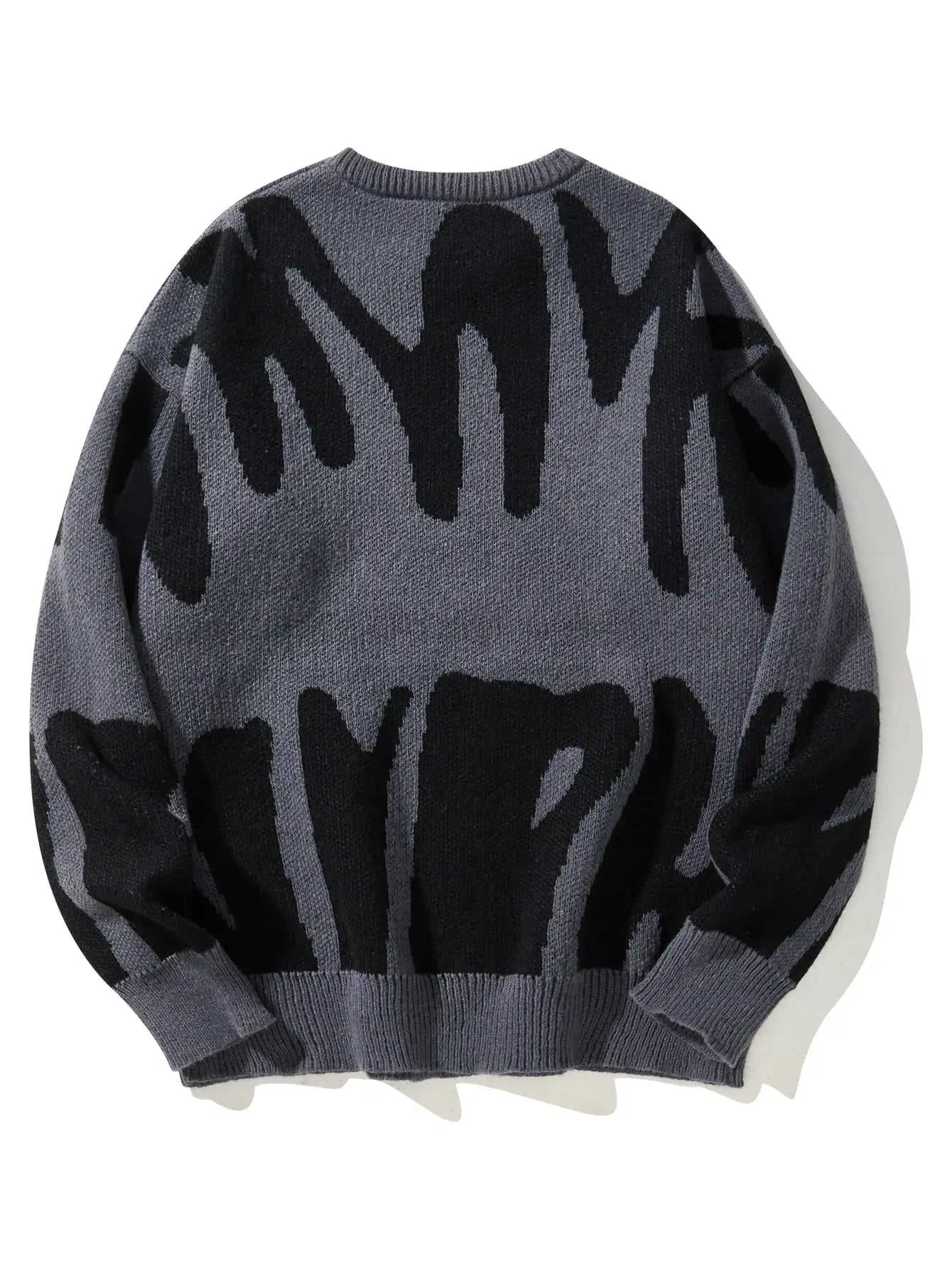New Trendy Autumn and Winter Irregular Jacquard Pattern Pullover Sweater Casual Round Neck Color-Blocking Knit Men's Pullover