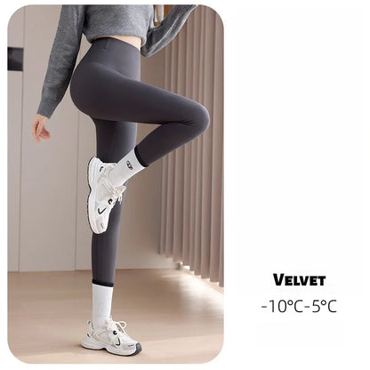 Women's Fleece-Lined Autumn/Winter Outerwear - Non-Slip Thick Tummy-Control Yoga Pants with Seamless Soft Stretch