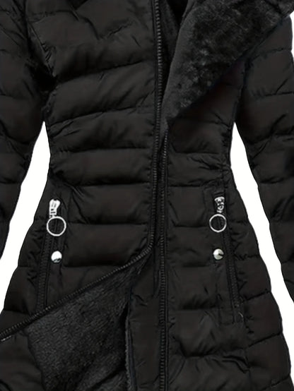 SQ25033006 Directional Warm and Elegant Specialized Cotton Jacket for Women with Zippered Fit Long Sleeve Cotton Outerwear Hoode