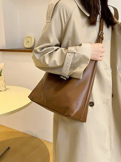 Large Capacity Solid Color Women's Shoulder Bag, Multifunctional Crossbody Bag,