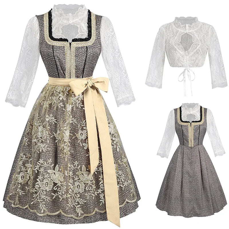 2026 Eur-USA Beer Festival Beer Dress for Women, Traditional German Bavarian Costume Women's Skirts,Halloween Lace Apron Outfit