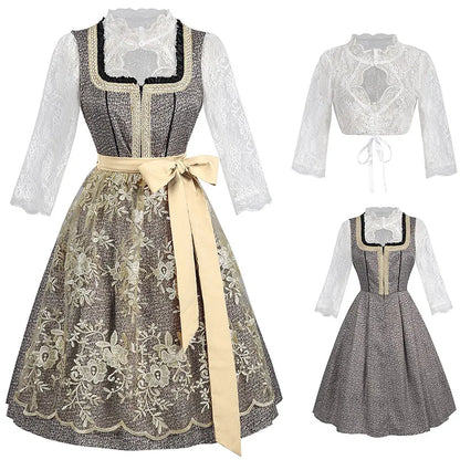 2026 Eur-USA Beer Festival Beer Dress for Women, Traditional German Bavarian Costume Women's Skirts,Halloween Lace Apron Outfit