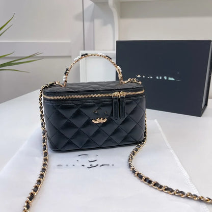 Channeled Bag Women designer makeup bag High Quality Sheepskin Diamond Lattice Handle Vanity Box Tote Bags Crossbody Shoulder Co