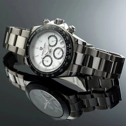 PAGANI DESIGN PD1644 Men's VK63 Quartz Chronograph Watch Sapphire Glass Stainless Steel 100M Waterproof Sport Wristwatch