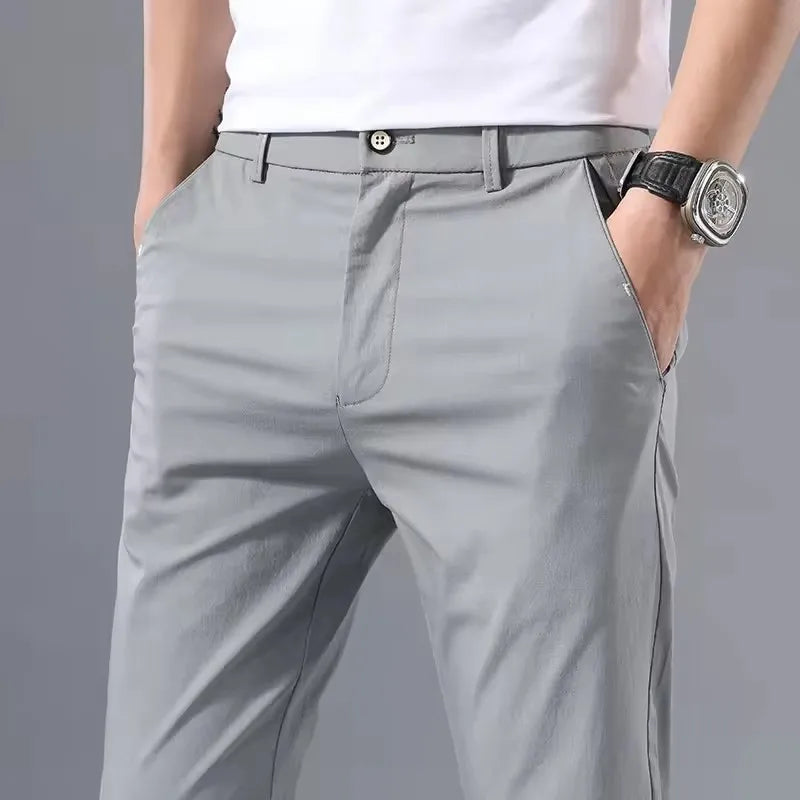 2025 Spring Autumn Thin Slim Men Casual Pants Classic Business Cotton Stretch Golf Trousers Fashion Male Clothing Pants