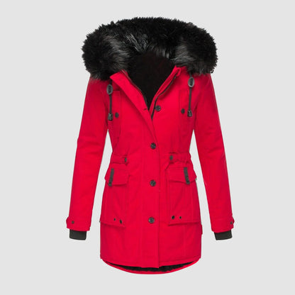 Winter Coats Lapel Collar Long Sleeve Jacket Coats Plus Size Casual Women Jacket Warm Hooded Thick Padded Outerwear Jackets