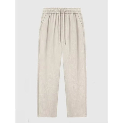 New Straight Casual Cotton Linen Pants Men Wide Leg Lightweight Baggy Cotton Sweatpants Male Sport Jogger Straight Work Trousers