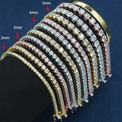 Hip hop jewelry necklace Tennis 3mm-6mm trendy classic tennis chain Copper inlaid zircon single row diamond chain