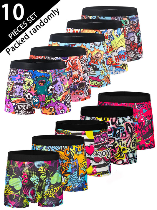 10-pack fashionable men's boxer shorts, comfortable, soft, fashionable