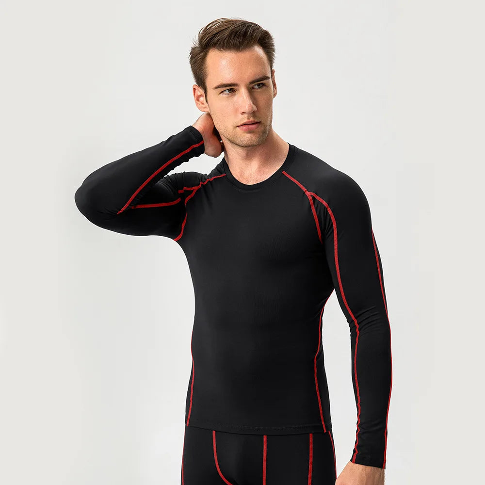 Men's Compression Shirt Long Sleeve Sports Workout T-Shirts Sport Quick Dry Fitness Running Tops Gym Sports Tights