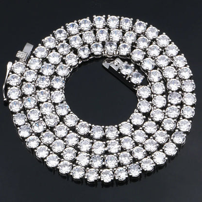 Hip hop jewelry necklace Tennis 3mm-6mm trendy classic tennis chain Copper inlaid zircon single row diamond chain