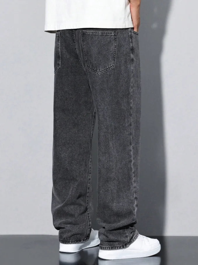 2026 New Style Streetwear Straight-Leg Jeans for Men, Fashionable Straight-Leg Loose-Fit Denim Pants