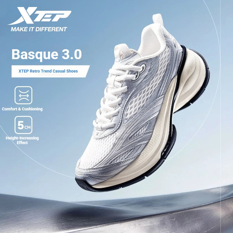 Xtep Basque 3 For Male Sneakers 2026 Spring Comfortable Retro Fashion Luxury Height-Increasing Sports Shoes 874219320001