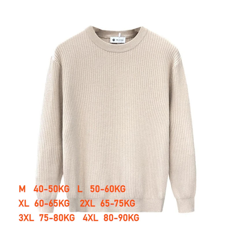 Men's Sweater Vertical Stripes Round Neck Pullovers High Quality Inner Soft Knitted Fashion Versatile Undershirt
