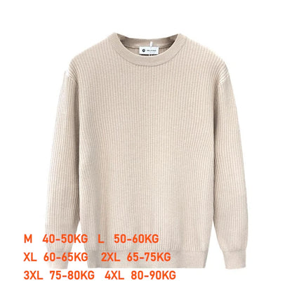 Men's Sweater Vertical Stripes Round Neck Pullovers High Quality Inner Soft Knitted Fashion Versatile Undershirt
