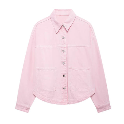 2025 Autumn New Product Fashion Casual Women's Fashion Versatile Buckle Patch Denim Jacket Coat