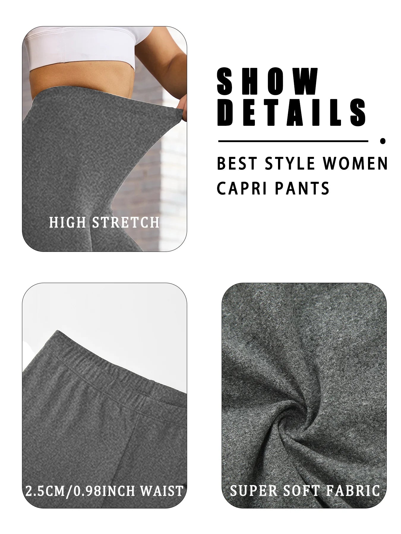 Super Soft Yoga Running Pants Women Capri Leggings No See Through Athletic Workout Home Casual Leggings