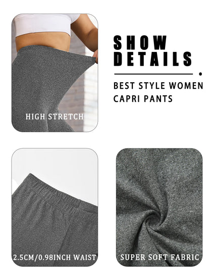 Super Soft Yoga Running Pants Women Capri Leggings No See Through Athletic Workout Home Casual Leggings