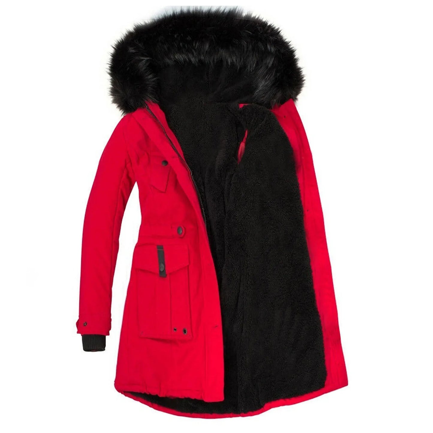 Winter Coats Lapel Collar Long Sleeve Jacket Coats Plus Size Casual Women Jacket Warm Hooded Thick Padded Outerwear Jackets
